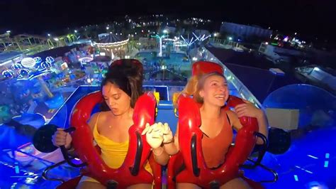 Hot girl orgasms due to slingshot ride!